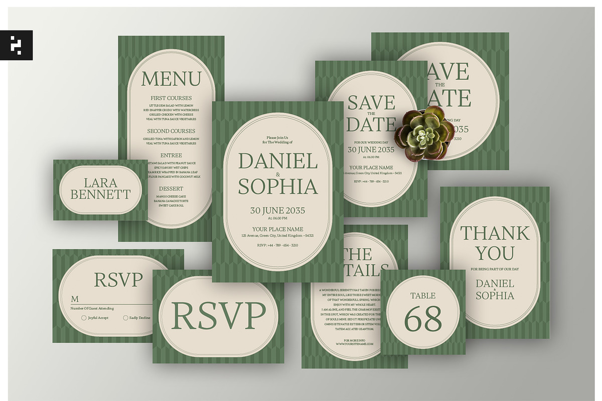 Soft Modern Wedding Suite, a Card Template by Neermana (Photo 1 of 4)