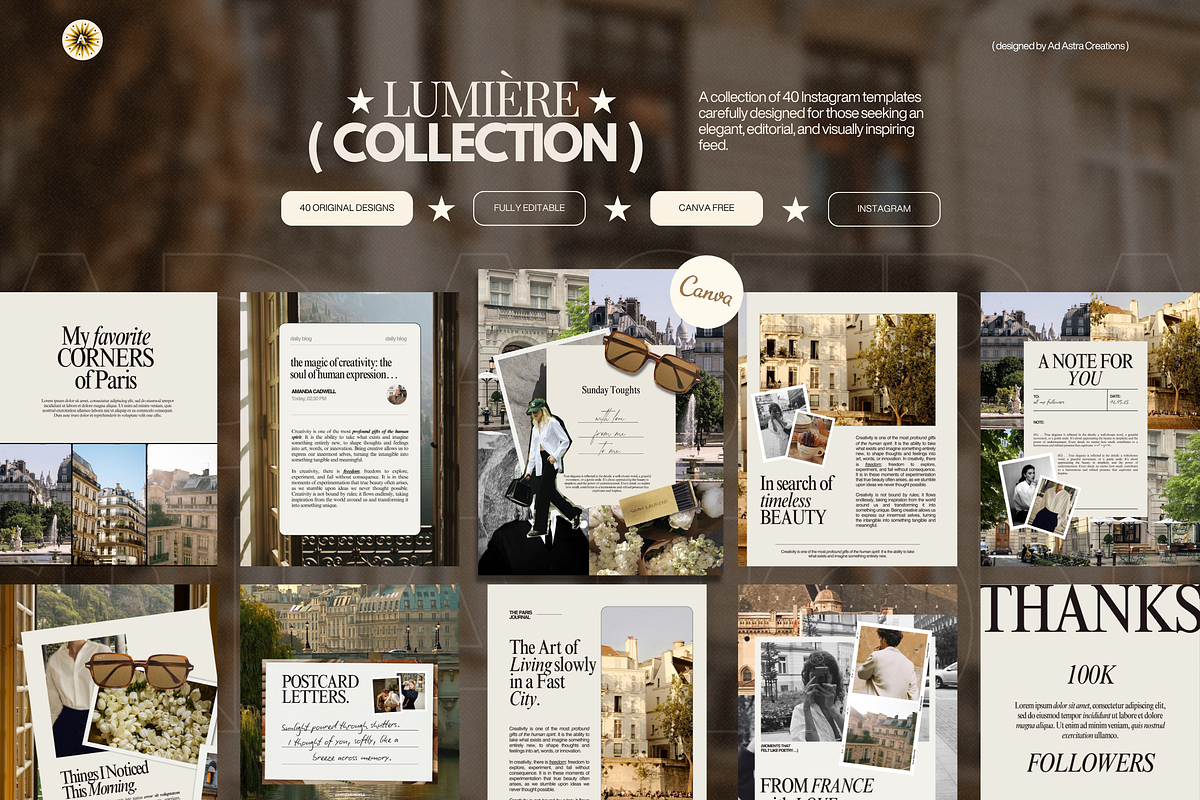 LUMIÈRE | Instagram Post Templates, a Social Media Template by Ad Astra Creations (Photo 1 of 5)