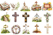 Christian Rustic Easter Clipart, an Illustration by Watercolor design (Thumbnail 2 of 13)
