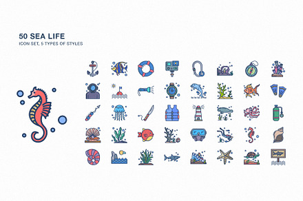 Sea Life icon set, an Icon by Icongeek26
