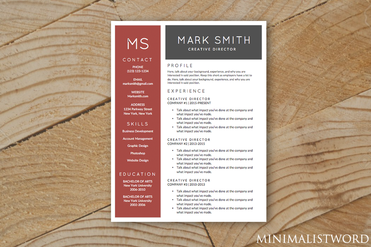 Red Black Resume Template - MS Word, a Resume Template by MinimalistWord
