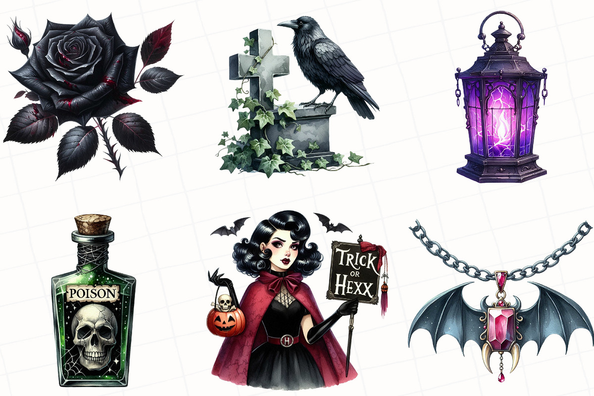 Gothic Halloween Clipart, an Illustration by OK Design (Photo 2 of 5)
