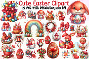 Watercolor Cute Easter Clipart PNG, an Illustration by Sublimation Artist (Thumbnail 1 of 6)
