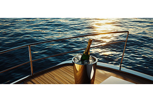 Luxury Yacht Sailing on Clear Blue, a Nature Photo by Rodica Ciorba