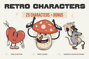 Retro cartoon characters