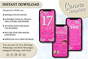 Editable Pink 17th BD Evite Template, an Invitation Template by V Design Creator (Thumbnail 7 of 8)