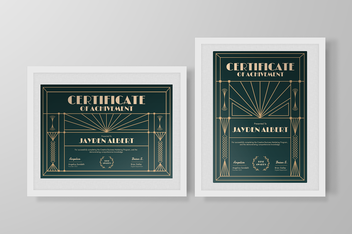Gold Artdeco Design Certificate, a Flyer Template by Annora Studio (Photo 3 of 6)