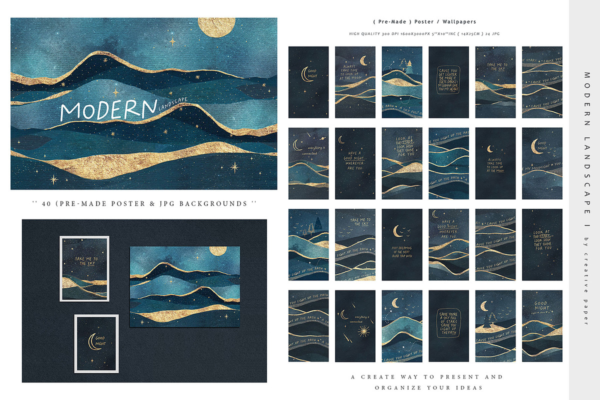 Galaxy & Landscape Modern Bundle, a Background Graphic by by creative paper (Photo 9 of 14)