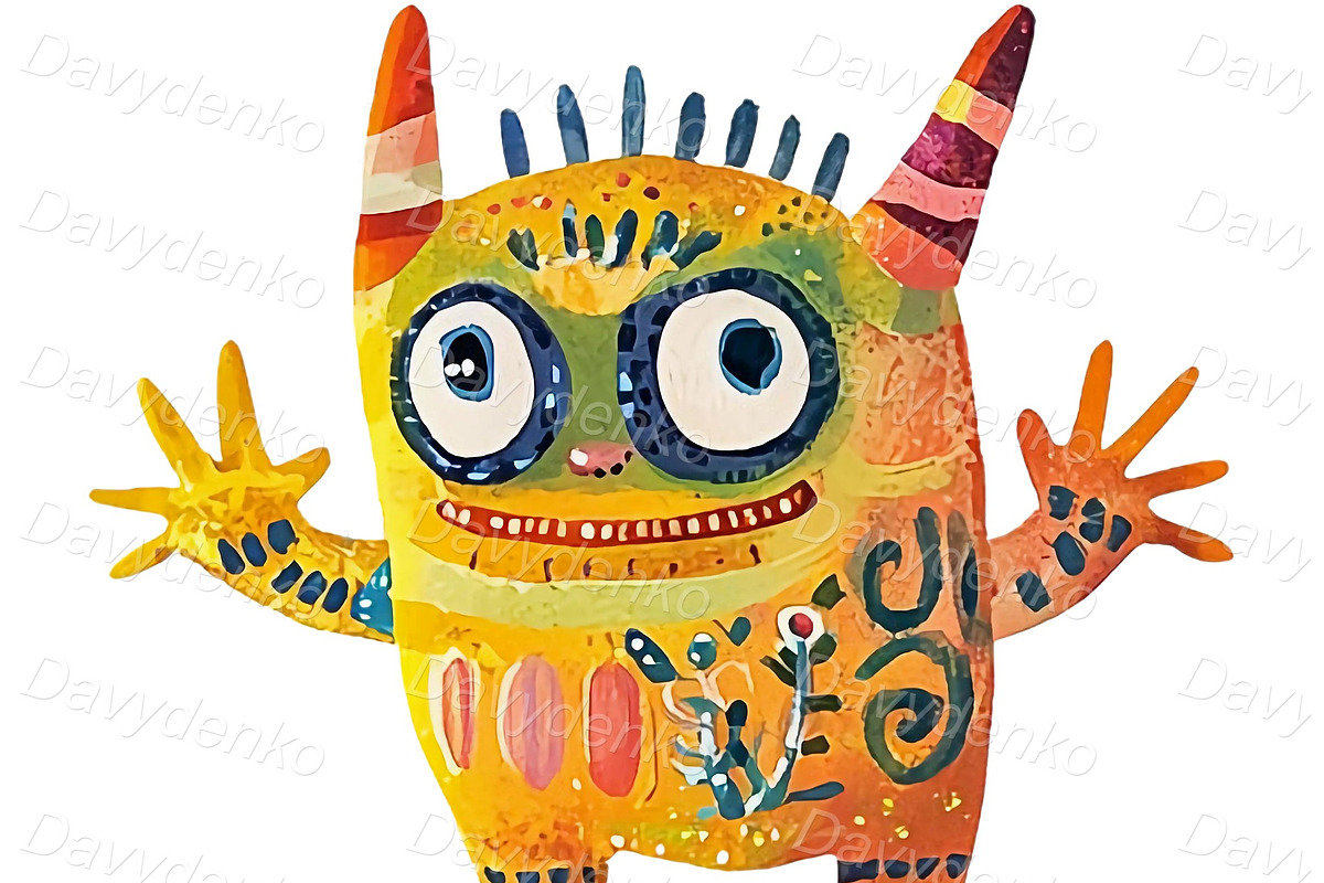 Cartoon monster stickers PNG set, an Animal Illustration by Bubert Art (Photo 3 of 6)