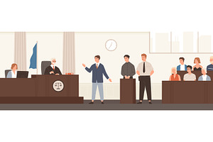 Jury trial in the courtroom, a Person Illustration by Good Studio