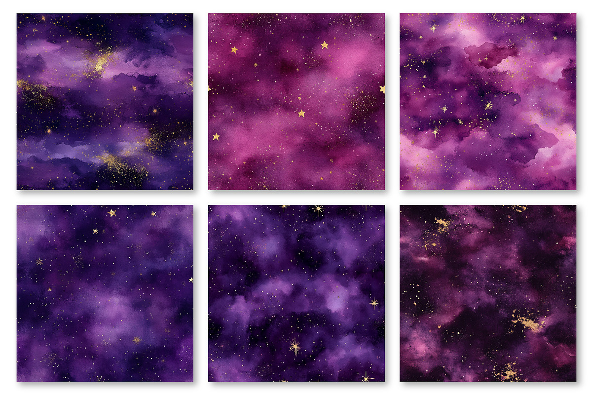 Starry Purple Skies Digital Paper, a Texture Graphic by Dream Creation (Photo 3 of 6)