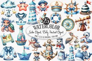 Sailor Clipart, Baby Nautical PNG, an Illustration by Designking