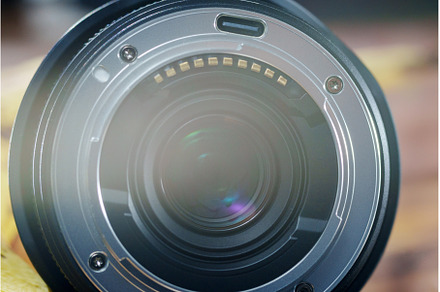 Detailed view of a camera lens mount