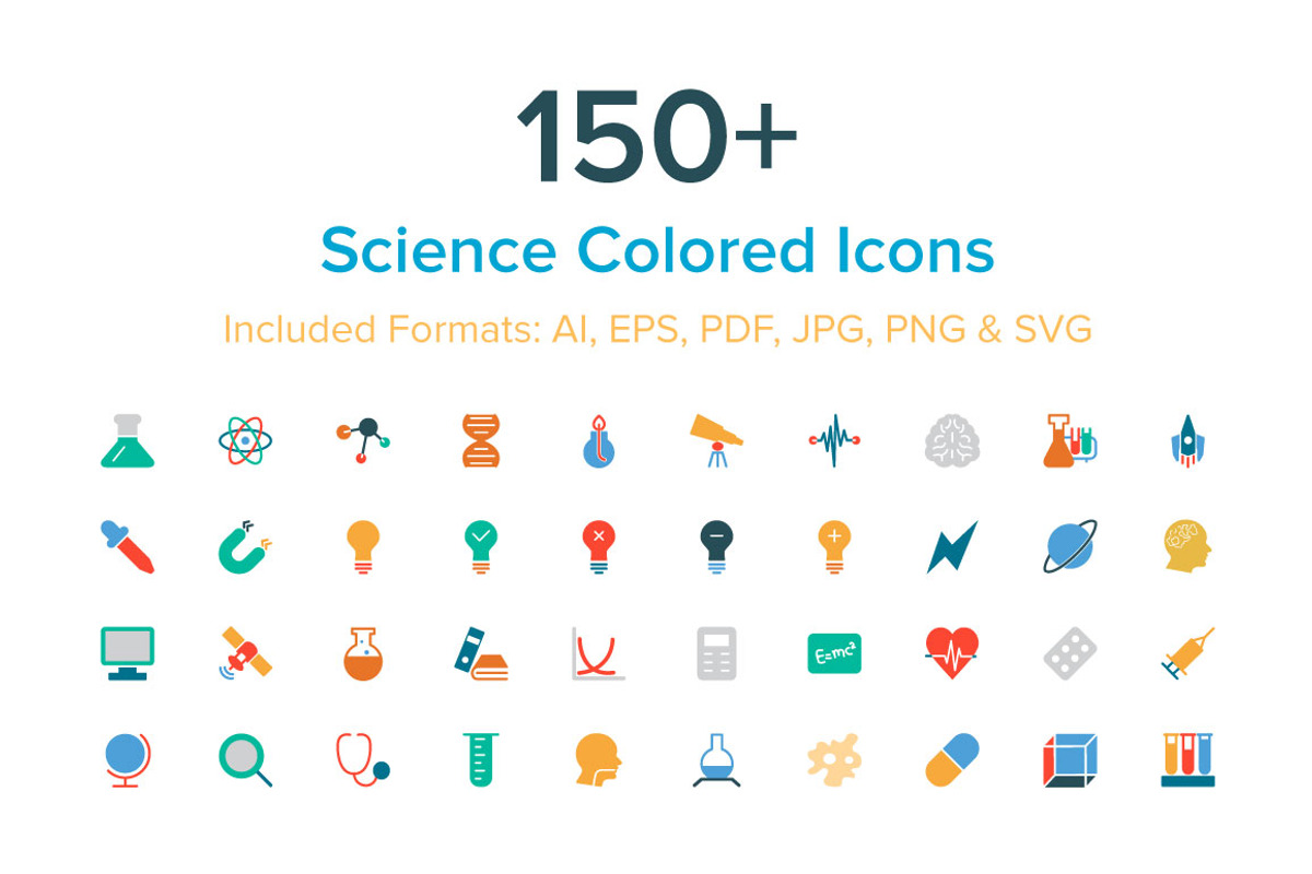 150+ Science Colored Icons