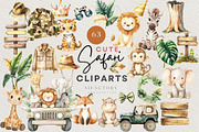 Cute Jungle Safari Animals Clipart, an Animal Illustration by artinspirestudio (Thumbnail 1 of 7)