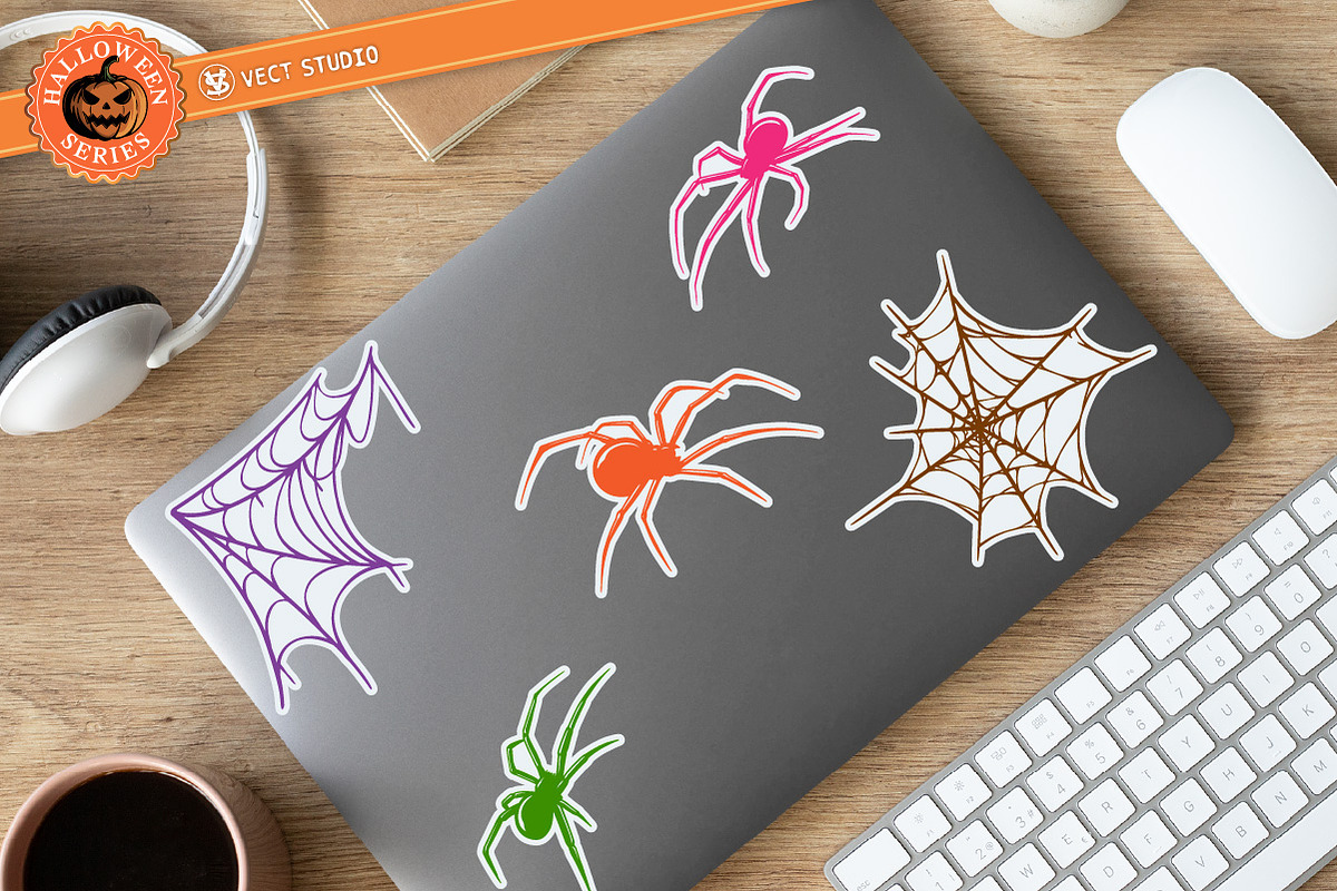 8 Web & Spider Stamp Brushes, a Brush Add-On by vectstudio (Photo 7 of 10)