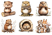 Cute Beaver Clip Art, Woodland Anima, an Illustration by Watercolor design (Thumbnail 5 of 5)