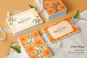 Peach Wild Rose PSD Business Card