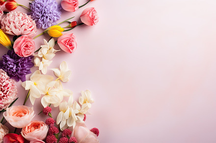Flowers composition on pink backgrou, a Photo by Iftikhar Alam
