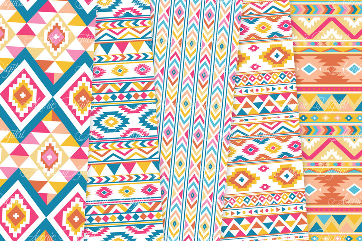 Colorful Aztec Digital Paper, a Texture Graphic by Avenie Digital (Photo 4 of 4)
