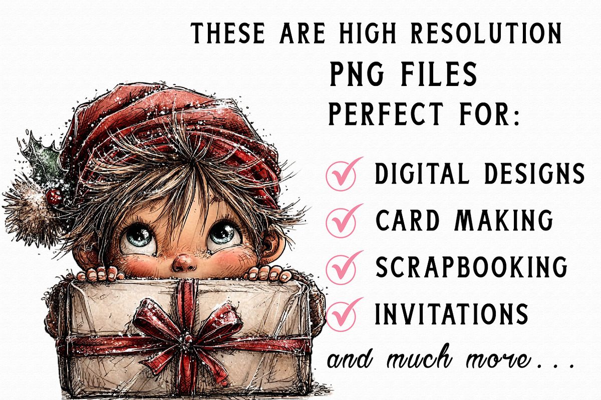 Retro Christmas Peeking Boy PNG, an Illustration by Libby Wishes (Photo 6 of 6)