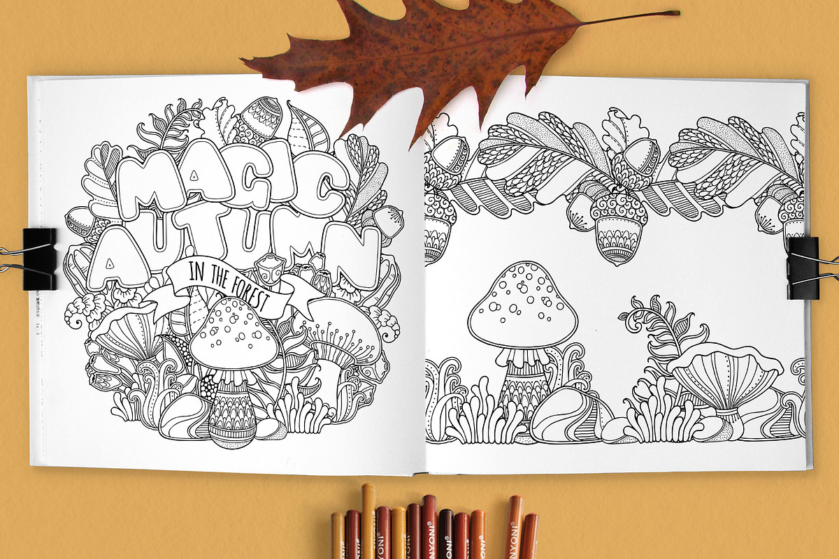 Magic Autumn Forest coloring pages, an Illustration by Color and Decor (Photo 2 of 6)