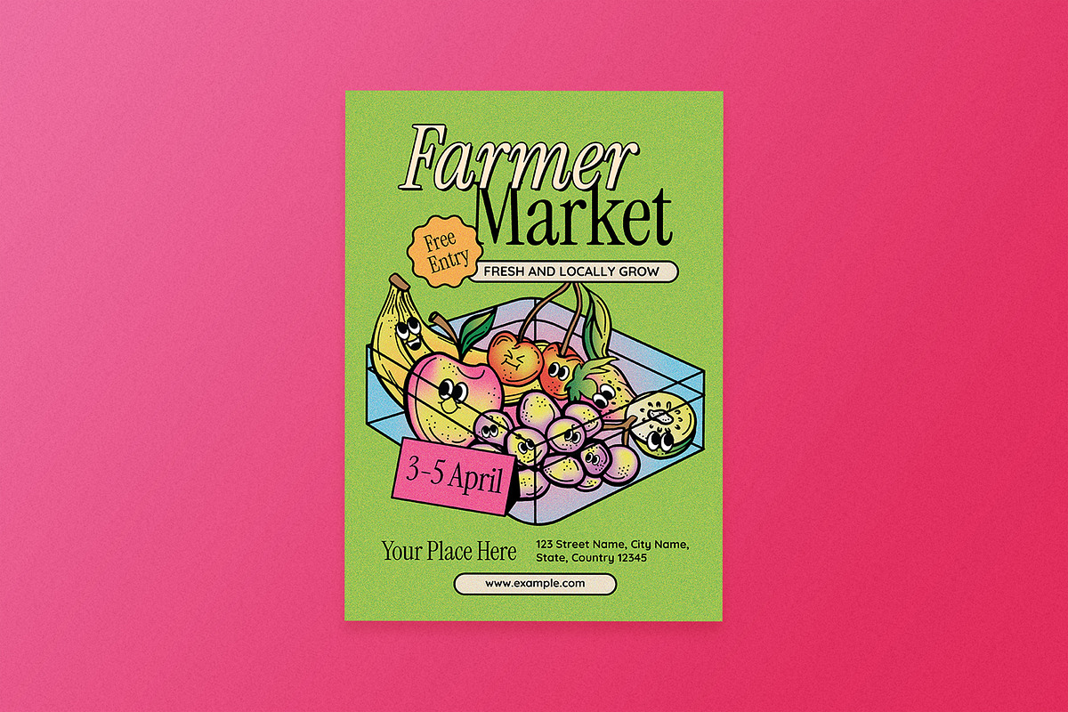 Quirky Farmer Market Flyer, a Flyer Template by Aiyari Graphic (Photo 1 of 3)