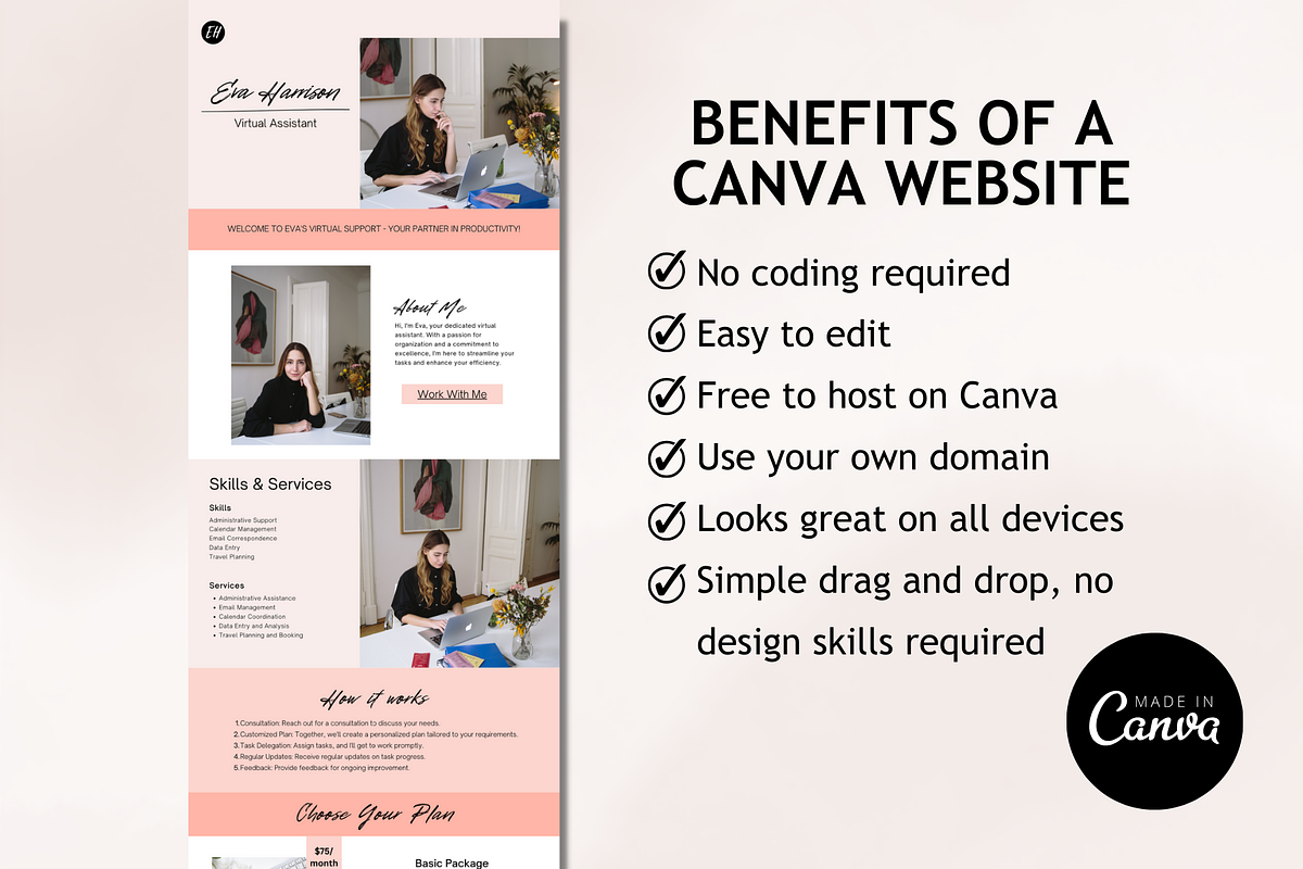 Virtual Assistant Website Template, a Landing Page Template by Mindful Digital Co. (Photo 5 of 8)