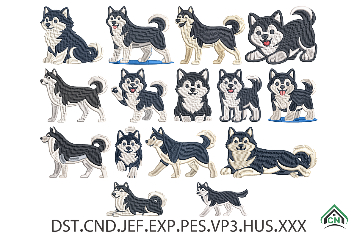 Siberian Husky Dog Embroidery, a Solid Icon by Craft Nest (Photo 1 of 6)