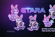 Cyberpunk Rabbit Stickers PNG & JPG, an Object Graphic by ETARA by Mea Hau (Thumbnail 1 of 14)