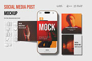 Social Media Post Mockup, an iPhone Mockup by Graphicbars (Thumbnail 1 of 11)