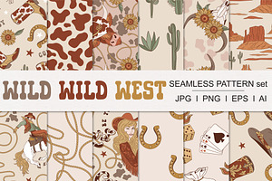 Retro Western Rodeo Cowboy Patterns