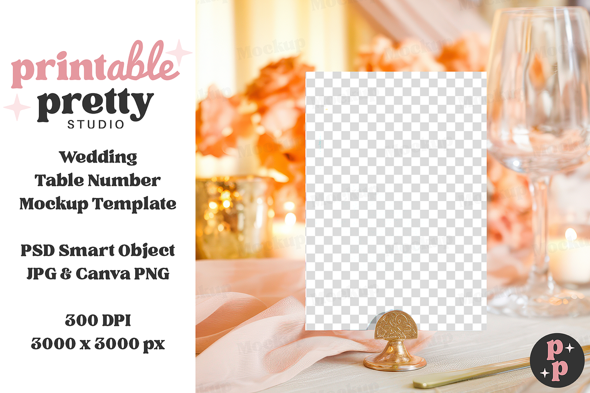 Blush Wedding Table Number Mockup, a Product Mockup by Printable Pretty Studio (Photo 2 of 10)