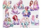 Pajama Party Girls Clipart Lazy Day, a Person Illustration by GlamArtZhanna (Thumbnail 4 of 5)