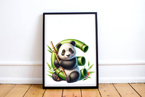 Panda With Bamboo Sublimation PNG