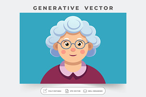 Cheerful grandma with curly hair and, a Graphic by Iftikhar Alam