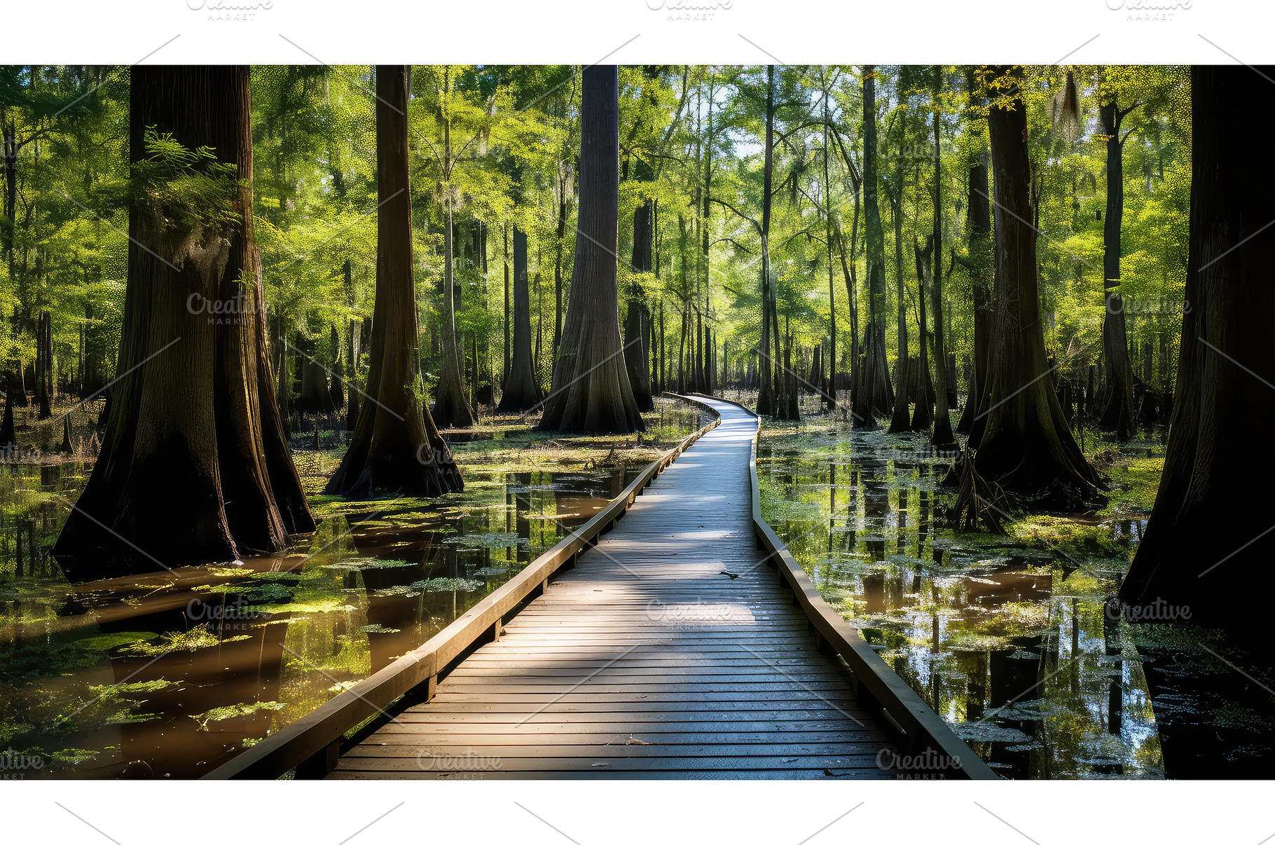 wetland cypress swamp landscape ai, a Background Photo by pikepicture
