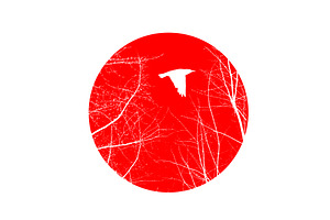 Japanese red sun with bird and trees, an Animal Illustration by Nenahliadava Design