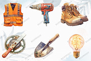 Labor Day Watercolor Clipart, an Illustration by designcity5 (Thumbnail 2 of 5)