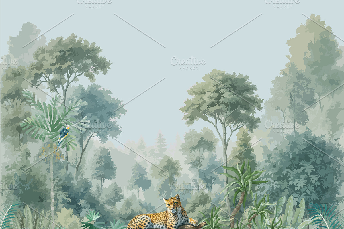 Dark Jungle Cheetah Illustration, an Animal Illustration by Mughal Wallpaper (Photo 1 of 2)