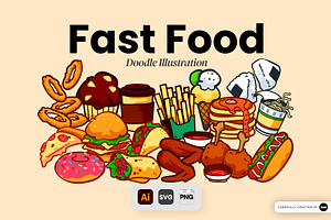 Fast Food Doodle Illustration, a Food Illustration by SLAB! Design