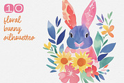 10 Floral Easter Bunny Silhouettes, a Seasonal Illustration by DesignRocket (Thumbnail 2 of 7)