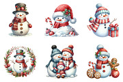 Snowman Winter Clipart Bundle, an Illustration by SinaCreation (Thumbnail 3 of 7)