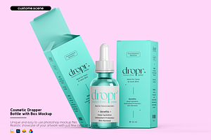 Cosmetic Dropper Bottle Box Mockup, a Packaging Mockup by Custom.scene
