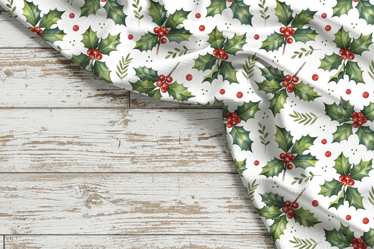 Christmas holly seamless pattern, a Pattern Graphic by Kreeya Art Shop (Photo 11 of 13)