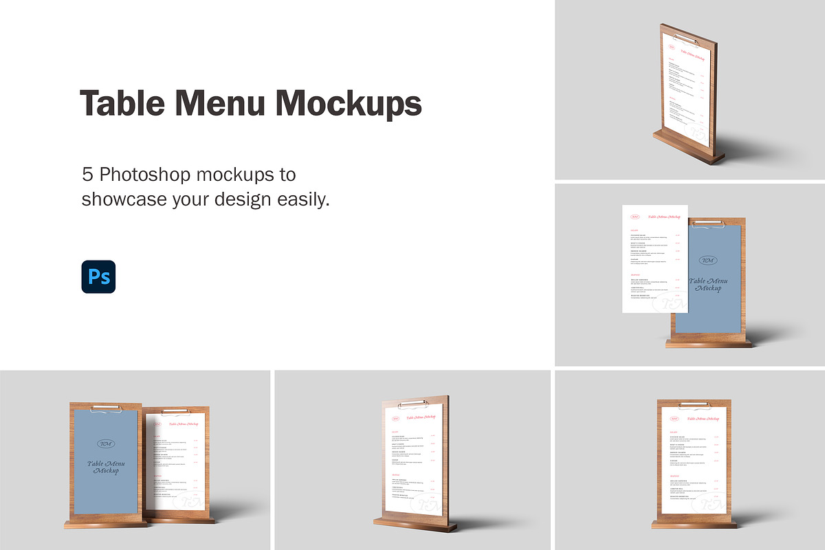 Table Menu Mockups, an Advertising Mockup by artimasa (Photo 1 of 6)
