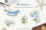 All about sea - watercolor clipart, a Decorative Illustration by long summer (Thumbnail 2 of 13)