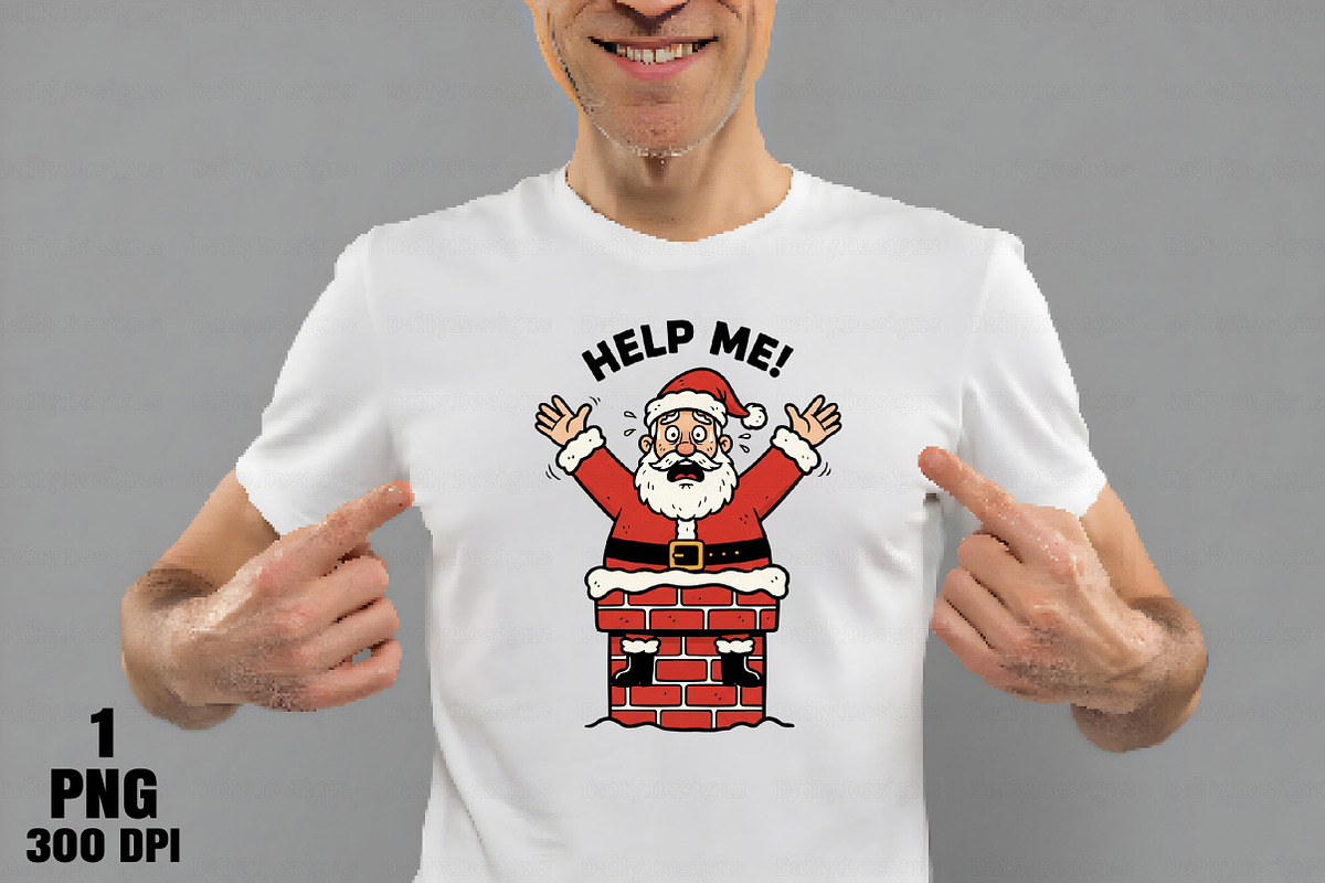 Funny Santa Stuck in Chimney Christm, an Illustration by Daily.Designs (Photo 2 of 10)
