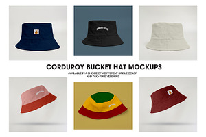 Corduroy Bucket Hat Mockups