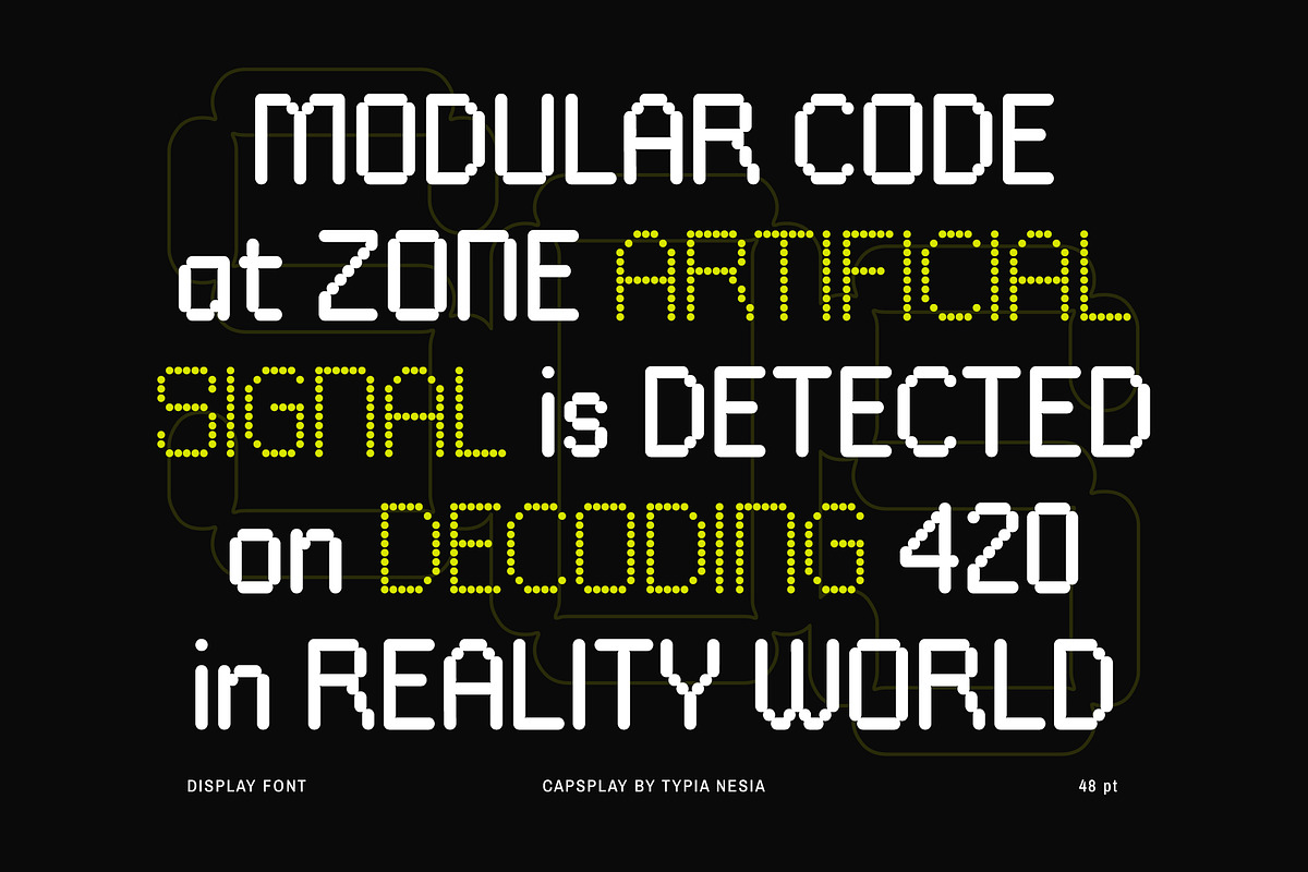 Capsplay -  Futuristic Dot Pixel, a Sans Serif Font by Typia Nesia (Photo 5 of 14)
